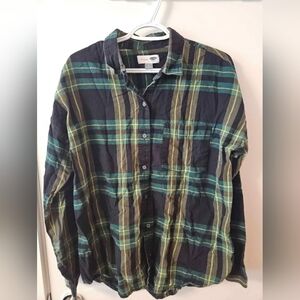 Old Navy Women's Green Boyfriend Flannel